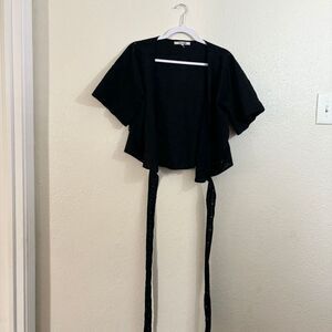 Miss Selfie Black Eyelet Wrap Top | Size Small | Trendy & Chic